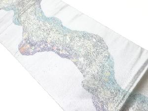 引箔道長取に抽象模様袋帯